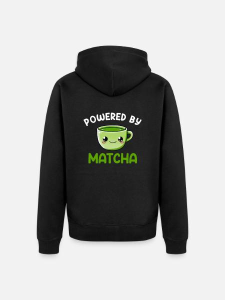 powered by matcha, matcha - Unisex Premium Organic Zip Hoodie - black