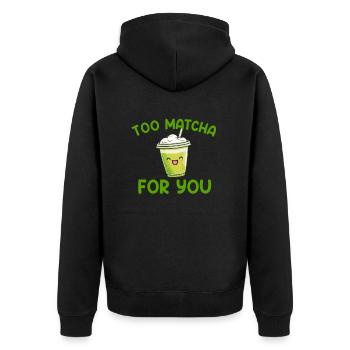 too matcha for you, matcha - Unisex Premium Organic Zip Hoodie - black - Back - Nico (187cm)