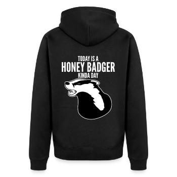 Honey Badgers Honey Badger - Unisex Premium Bio Zip Hoodie - Schwarz - Hinten - Nico (187cm)