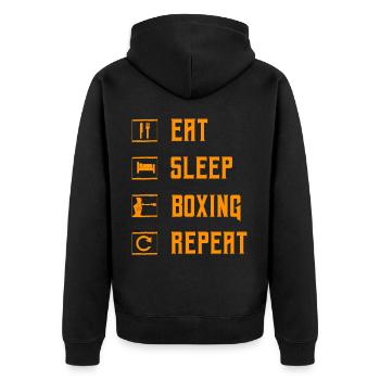 Eat Sleep Boxing Repeat - Unisex Premium Organic Zip Hoodie - black - Back - Nico (187cm)