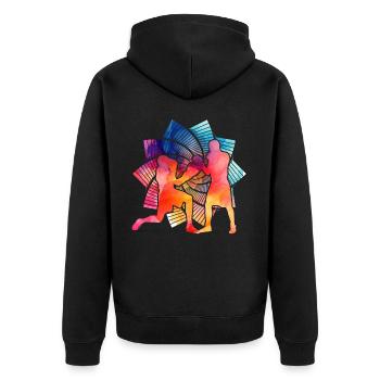 Boxing - Unisex Premium Organic Zip Hoodie - black - Back - Nico (187cm)
