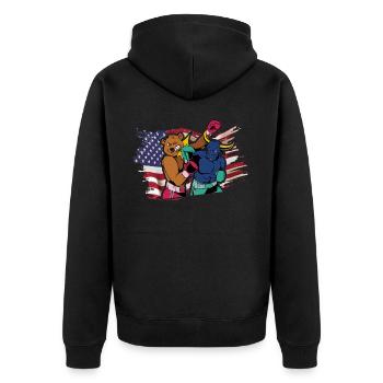 Boxen USA - Unisex Premium Bio Zip Hoodie - Schwarz - Hinten - Nico (187cm)