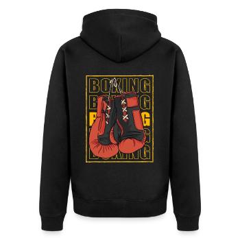 Boxing - Unisex Premium Organic Zip Hoodie - black - Back - Nico (187cm)
