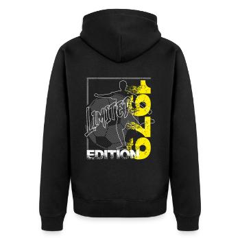Limited Edition 1979 Limited Edition Football - Unisex Premium Organic Zip Hoodie - black - Back - Nico (187cm)