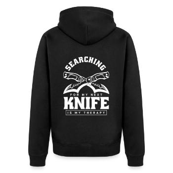 Searching For My Next Knife Butcher Knife Knife - Unisex Premium Organic Zip Hoodie - black - Back - Nico (187cm)