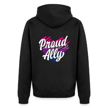 Bisexuell Stolze Regenbogen - Unisex Premium Bio Zip Hoodie - Schwarz - Hinten - Nico (187cm)