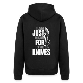 Nur hier für das Messer Restoration Lover Knife - Unisex Premium Bio Zip Hoodie - Schwarz - Hinten - Nico (187cm)