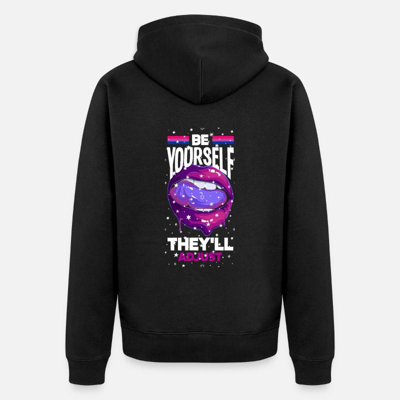 Bouche bisexuelle arc-en-ciel LGBTQ+ - Veste à capuche bio Premium Unisexe - noir