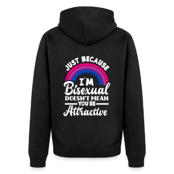 Bisexual Attractive Rainbow - Unisex Premium Organic Zip Hoodie - black - Back - Nico (187cm)