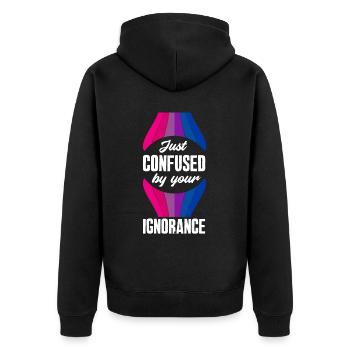 Bisexuell Gleichberechtigung Ignoranz - Unisex Premium Bio Zip Hoodie - Schwarz - Hinten - Nico (187cm)