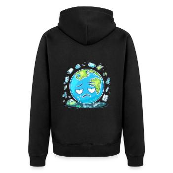 Anti Littering No Environment Recycle - Unisex Premium Bio Zip Hoodie - Schwarz - Hinten - Nico (187cm)