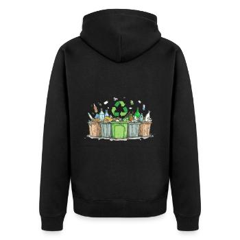 Anti Littering No Environment Recycle - Unisex Premium Bio Zip Hoodie - Schwarz - Hinten - Nico (187cm)
