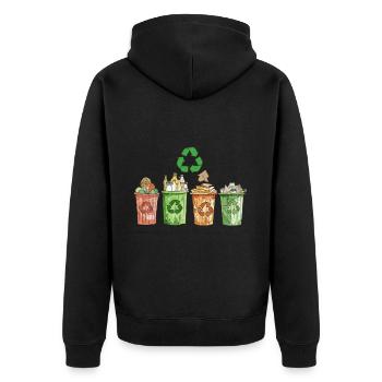 Anti Littering No Environment Recycle - Unisex Premium Bio Zip Hoodie - Schwarz - Hinten - Nico (187cm)