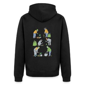 Anti Littering No Environment Recycle - Unisex Premium Bio Zip Hoodie - Schwarz - Hinten - Nico (187cm)