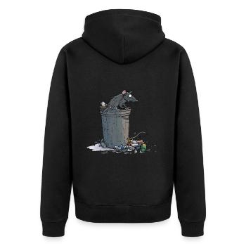 Anti Littering No Environment Recycle - Unisex Premium Bio Zip Hoodie - Schwarz - Hinten - Nico (187cm)