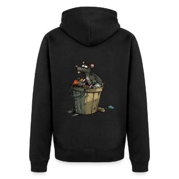 Anti Littering No Environment Recycle - Unisex Premium Bio Zip Hoodie - Schwarz - Hinten - Nico (187cm)