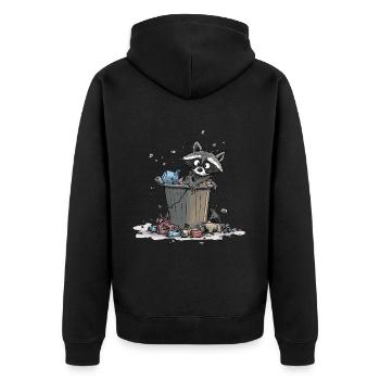 Anti Littering No Environment Recycle - Unisex Premium Bio Zip Hoodie - Schwarz - Hinten - Nico (187cm)
