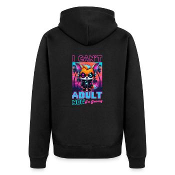 Je suis un joueur vidéo qui ne peut pas être adulte maintenant que je joue - Veste à capuche bio Premium Unisexe - noir - Dos - Nico (187cm)