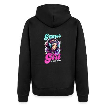 Je suis une fille de jeu vidéo dans la zone - Veste à capuche bio Premium Unisexe - noir - Dos - Nico (187cm)