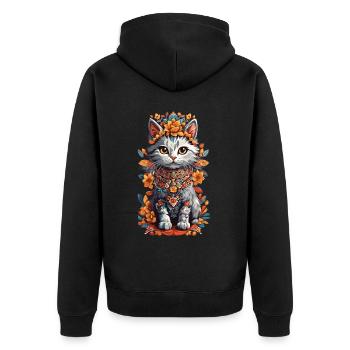Art mexicain mignon chat chat dame - Veste à capuche bio Premium Unisexe - noir - Dos - Nico (187cm)
