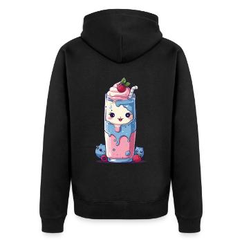 Myrtilles Milkshake Fun Kawaii Anime - Veste à capuche bio Premium Unisexe - noir - Dos - Nico (187cm)