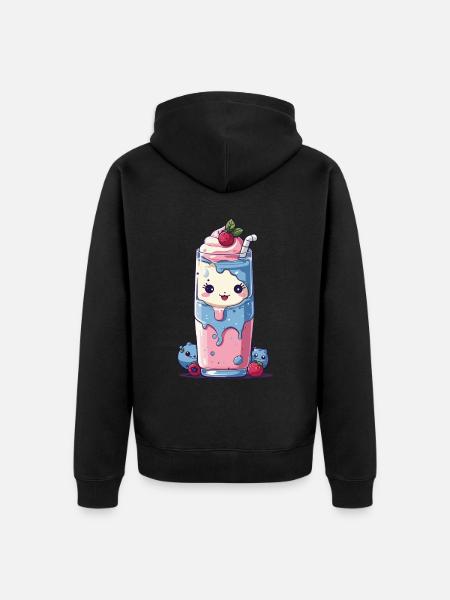 Blueberries Milkshake Fun Kawaii Anime - Unisex Premium Organic Zip Hoodie - black