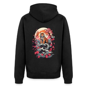 Tigre Asiatique Chat Mignon Chat Style - Veste à capuche bio Premium Unisexe - noir - Dos - Nico (187cm)