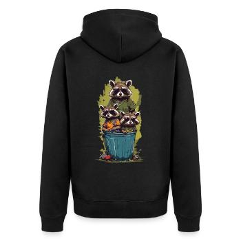 Funny Garbage Cans Resident Family Streetwear - Unisex Premium Organic Zip Hoodie - black - Back - Nico (187cm)