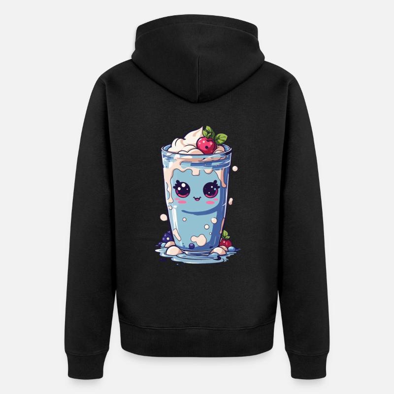 Myrtilles Mignon Milkshake Doux Amusant - Veste à capuche bio Premium Unisexe - noir