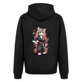 Karaté Chat Arts Martiaux Drôle Autodéfense - Veste à capuche bio Premium Unisexe - noir - Dos - Nico (187cm)