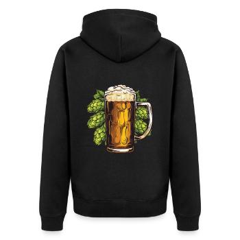 Beer glass, hops, malt, beer - Unisex Premium Organic Zip Hoodie - black - Back - Nico (187cm)