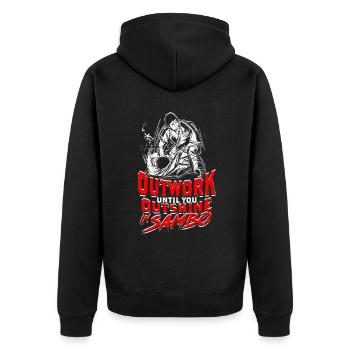 Outwork Until You Outshine In Sambo - Unisex Premium Organic Zip Hoodie - black - Back - Nico (187cm)