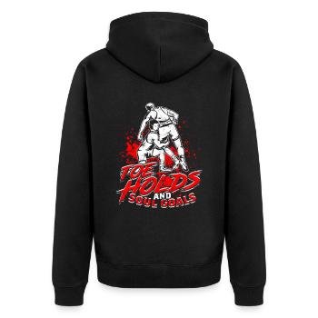 Sambo Toe Holds And Soul Goals - Unisex Premium Organic Zip Hoodie - black - Back - Nico (187cm)