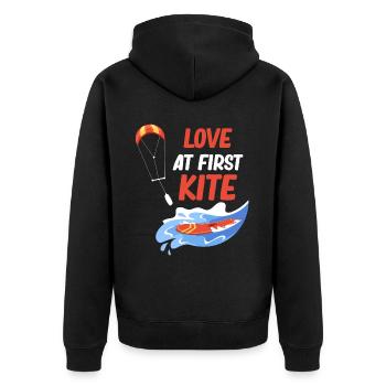 Love at First Sight Kitesurfing Sailing Board - Unisex Premium Organic Zip Hoodie - black - Back - Nico (187cm)