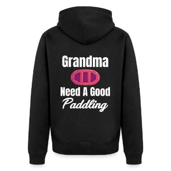 Grandma needs a good paddling, rafting, - Unisex Premium Organic Zip Hoodie - black - Back - Nico (187cm)