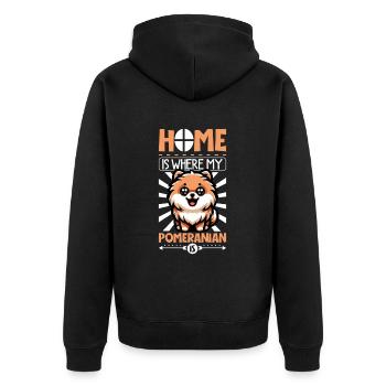 Zuhause - Zwergspitz - Unisex Premium Bio Zip Hoodie - Schwarz - Hinten - Nico (187cm)