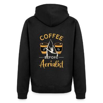 Aerialist Coffee Before Acrobatic Coffee Lover - Unisex Premium Bio Zip Hoodie - Schwarz - Hinten - Nico (187cm)