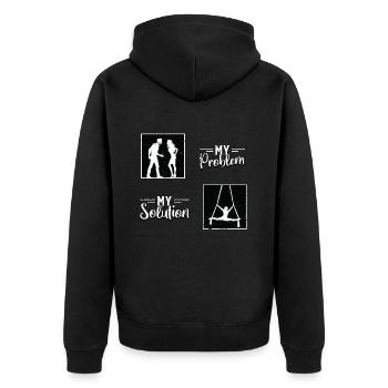 Acrobate Mon problème Ma solution Pictogramme Maman Papa - Veste à capuche bio Premium Unisexe - noir - Dos - Nico (187cm)