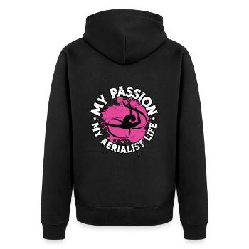 Acrobatie artistique Ma passion Ma vie aérienne Arts aériens - Veste à capuche bio Premium Unisexe - noir - Dos - Nico (187cm)