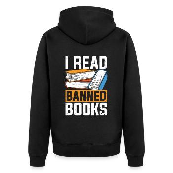 Librarian I Read Banned Books Library Librarians - Unisex Premium Bio Zip Hoodie - Schwarz - Hinten - Nico (187cm)
