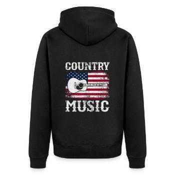 Country - Unisex Premium Organic Zip Hoodie - black - Back - Nico (187cm)