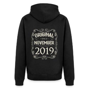 Vintage - Original since November 2019 Birthday - Unisex Premium Organic Zip Hoodie - black - Back - Nico (187cm)