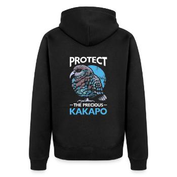 Gefährdete Tierarten Kakapo Tierrechtsaktivist - Unisex Premium Bio Zip Hoodie - Schwarz - Hinten - Nico (187cm)