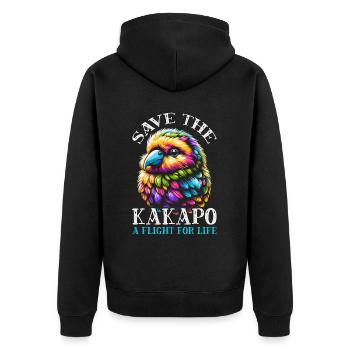 Gefährdete Tierarten Kakapo Tierrechtsaktivist - Unisex Premium Bio Zip Hoodie - Schwarz - Hinten - Nico (187cm)