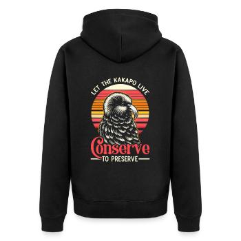 Gefährdete Tierarten Kakapo Tierrechtsaktivist - Unisex Premium Bio Zip Hoodie - Schwarz - Hinten - Nico (187cm)