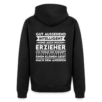 Handsome, intelligent and educator - Unisex Premium Organic Zip Hoodie - black - Back - Nico (187cm)