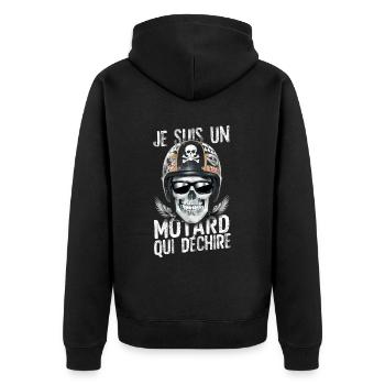 Je suis un motard qui déchire tête de mort fête - Veste à capuche bio Premium Unisexe - noir - Dos - Nico (187cm)