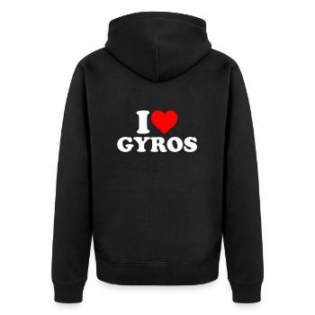 J’adore la cuisine grecque de Gyros - Veste à capuche bio Premium Unisexe - noir - Dos - Nico (187cm)