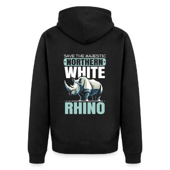 Endangered Species Northern White Rhino - Unisex Premium Organic Zip Hoodie - black - Back - Nico (187cm)