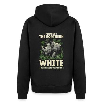 Endangered Species Northern White Rhino - Unisex Premium Organic Zip Hoodie - black - Back - Nico (187cm)